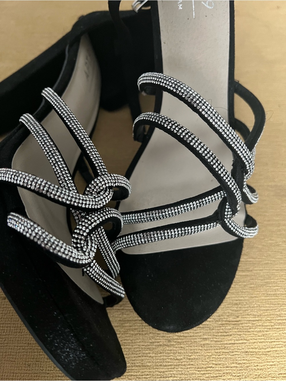Apt. 9 Black Strappy Crystal-Trim Block Heel Sandals